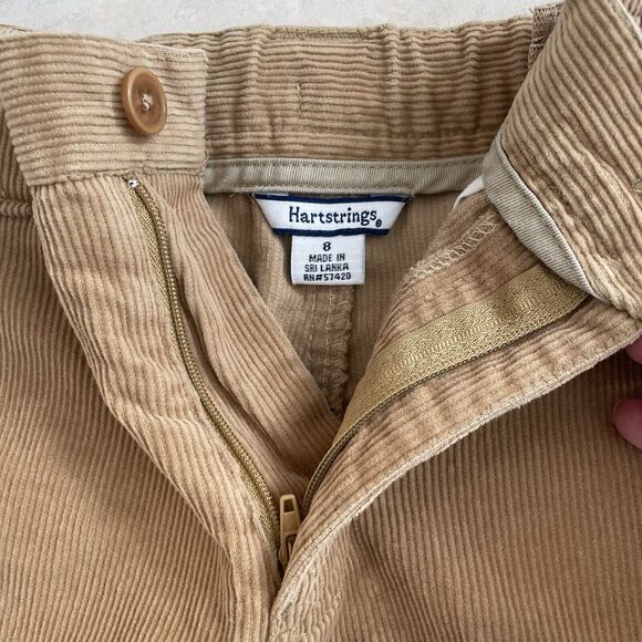 Hartstrings Corduroy Pants Boy Size 8 Cargo Camel Brown Khaki Tan Adjustable - Picture 3 of 8